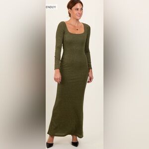 Pinkblush Olive Long Sleeve Maxi Dress